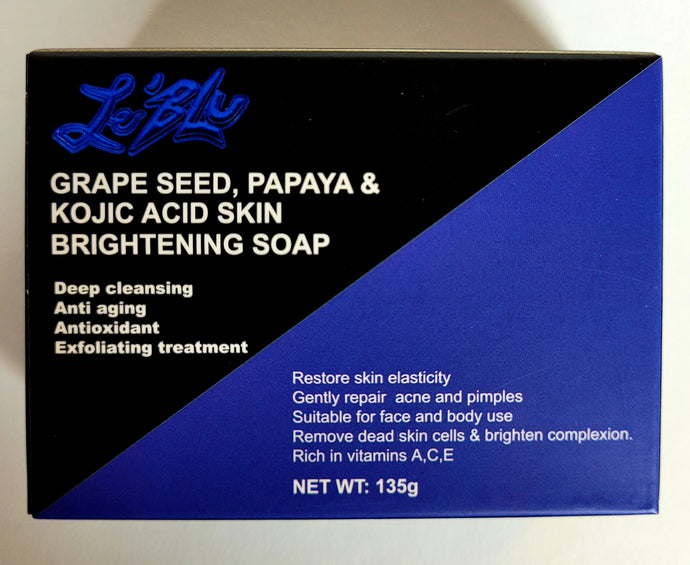 Le'Blu Grape Seed, Papaya & Kojic Acid Skin Brightening Soap (Dermatologist Recommended)